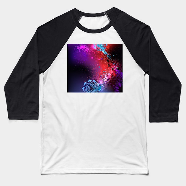 Purple Background Holi ( Abstract ) Baseball T-Shirt by Blackmoon9